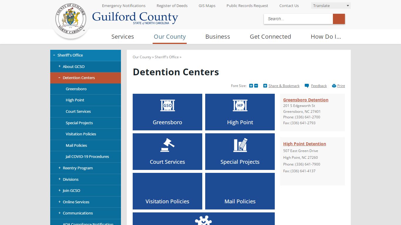 Detention Centers | Guilford County, NC